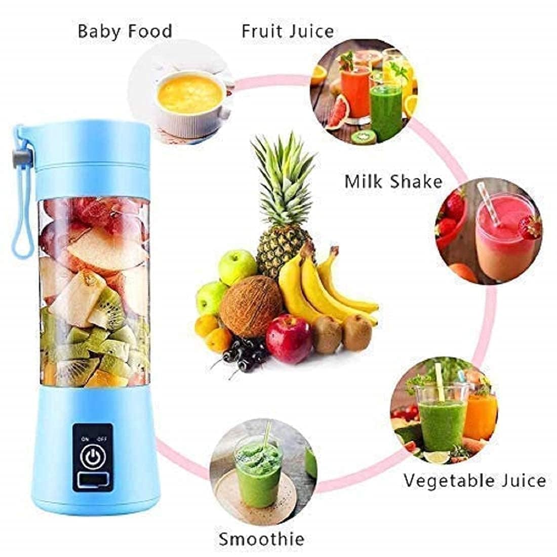 6 Blade Juicer Blender – USB Rechargeable Portable Mixer for Fresh Juice, Smoothies & Shakes