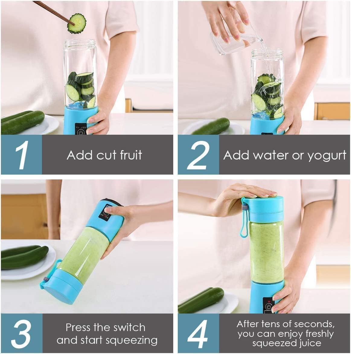 6 Blade Juicer Blender – USB Rechargeable Portable Mixer for Fresh Juice, Smoothies & Shakes